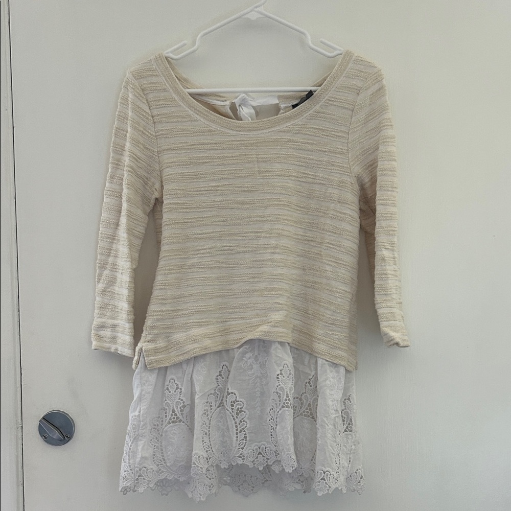 Sunday in Brooklyn Cream and White Lace Blouse